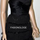 $368 New BCBG Max Azria Black Strapless Tiered Sequin Cocktail Dress 10P