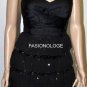 $368 New BCBG Max Azria Black Strapless Tiered Sequin Cocktail Dress 10P
