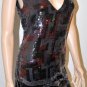 $498 New BCBG Max Azria Black Red Print Sequin Short Cocktail Party Dress M