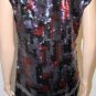 $498 New BCBG Max Azria Black Red Print Sequin Short Cocktail Party Dress M