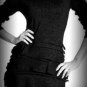 $238 New BCBG Max Azria Silk Black Metallic Lurex Ruffle Knit Sweater Dress XS