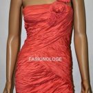 $398 New BCBG Max Azria "Evangeline" Coral  One Shoulder Cocktail Dress ~0~