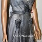 $748 New BCBG Max Azria Runway Organza Silver Dust Woven Wrap Cocktail Dress XS