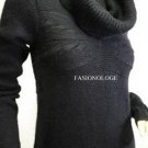 $238 New BCBG Max Azria Cowl Neck Navy Engineered Cable Knit Sweater Dress NWT L