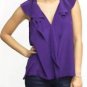 $178 New BCBG Max Azria "Drea" Plum Berry Ruffle Cocktail Party Top XS