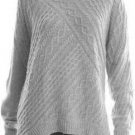 $248 New BCBG Max Azria Heather Grey Engineered Cable Knit Sweater Top NWT M
