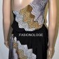 $298 New BCBG Max Azria Black One Shoulder Silk Ruffle Cocktail Dress S