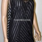 $228 New BCBG Max Azria Black Mesh Overlay Stripe Party Dress XS