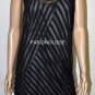 $228 New BCBG Max Azria Black Mesh Overlay Stripe Party Dress XS