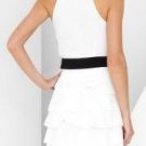 $238 New BCBG Max Azria Halter Ruffle White Tiered Belted Party Dress 10