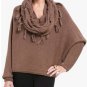 $228 New BCBG Max Azria "Ziona" Heather Jute Scarf Neck Sweater Top NWT XXS