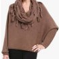 $228 New BCBG Max Azria "Ziona" Heather Jute Scarf Neck Sweater Top NWT M