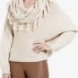 $228 New BCBG Max Azria "Ziona" Heather Corozo Scarf Neck Sweater Top NWT XS
