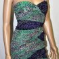 $398 New BCBG Max Azria Strapless Print Mesh Ruffle Ruched Party Short Dress 6