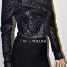 $248 New BCBG Max Azria Black Crinkled Cropped Motorcycle Coat Jacket XS