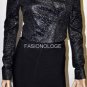 $248 New BCBG Max Azria Black Crinkled Cropped Motorcycle Coat Jacket XS