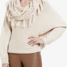 $228 New BCBG Max Azria "Ziona" Heather Corozo Scarf Neck Sweater Top NWT L