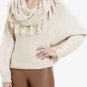 $228 New BCBG Max Azria "Ziona" Heather Corozo Scarf Neck Sweater Top NWT L