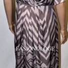 $318 New BCBG Max Azria Taupe Geometric Print Satin Cocktail Gown Dress 6
