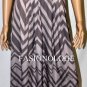 $318 New BCBG Max Azria Taupe Geometric Print Satin Cocktail Gown Dress 6