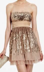 $468 New BCBG Max Azria Strapless Bisque Sequin Cocktail Party Gown NWT 8