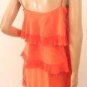 $308 New BCBG Max Azria Bright Poppy Tiered 100% Silk Cocktail Dress L