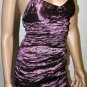 $398 New BCBG Max Azria Dark Raspberry Metallic Crinkled Beaded Cocktail Dress 2