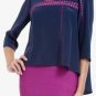 $228 New BCBG Max Azria "Mara" Carbon Combo Embroidered Cocktail Party Top S