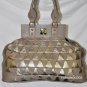 $598 New BCBG Max Azria Taupe Gunmetal Leather Large Hand/Shoulder Bag Purse L