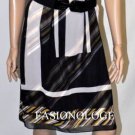 $228 New Max&Cleo by BCBG Stone Grey Chiffon Overlay Stripped Cocktail Dress M