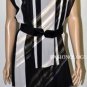 $228 New Max&Cleo by BCBG Stone Grey Chiffon Overlay Stripped Cocktail Dress M
