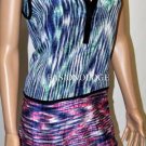 $268 New BCBG Max Azria Dark Ink Print 100% Silk Shift Cocktail Party Dress S
