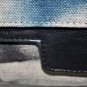 $188 New BCBG Max Azria Canvas Blue Black Leather  Chain Hand Clutch Bag M OS