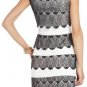 $268 New BCBG Max Azria "Lorenna" Black White Lace Tiered Cocktail Dress NWT 4