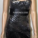 $578 New BCBG Max Azria Black Strapless Silk Sequin Cocktail Party Dress NWT 6