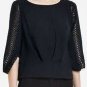 $278 New BCBG Max Azria "Marlene" Black Studded Cocktail Party Top NWT L