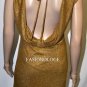 $328 New BCBG Max Azria Gold Metallic Jersey Rayon Open Back Cocktail Dress S
