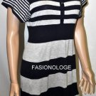 $218 New BCBG Max Azria Navy Como Stripe Silk Cashmere Blend Sweater Dress M