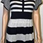 $218 New BCBG Max Azria Navy Como Stripe Silk Cashmere Blend Sweater Dress M