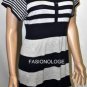 $218 New BCBG Max Azria Navy Como Stripe Silk Cashmere Blend Sweater Dress M