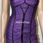 $248 New BCBG Max Azria Grape Deep Purple Tulle Ruched Short Cocktail Dress ~0~