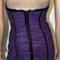 $248 New BCBG Max Azria Grape Deep Purple Tulle Ruched Short Cocktail Dress ~0~