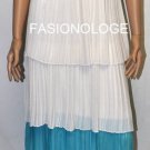 $468 New BCBG Max Azria Cream One Shoulder Pleated Tiered Chiffon Dress Gown 6