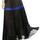 $248 New BCBG Max Azria "Dallin B" Black Pleated Chiffon Long Skirt NWT L