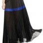 $248 New BCBG Max Azria "Dallin B" Black Pleated Chiffon Long Skirt NWT L
