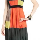 $348 New BCBG Max Azria "Abie" Pine Combo Pleated Party Cocktail Dress NWT L