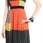 $348 New BCBG Max Azria "Abie" Pine Combo Pleated Party Cocktail Dress NWT M