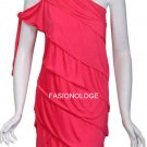 $218 New BCBG Max Azria Azalea Red Tiered Ruffle One Shoulder Cocktail Dress XS