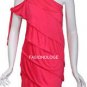 $218 New BCBG Max Azria Azalea Red Tiered Ruffle One Shoulder Cocktail Dress XS