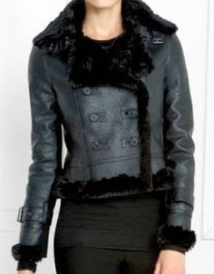 $488 New BCBG Max Azria Black Genuine Leather Motorcycle Coat Jacket  NWT XXS
